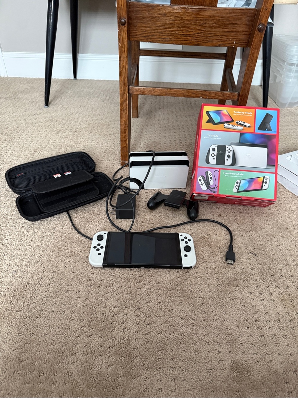 Nintendo switch with Carry Case and tv mode  and Mario and sports game
